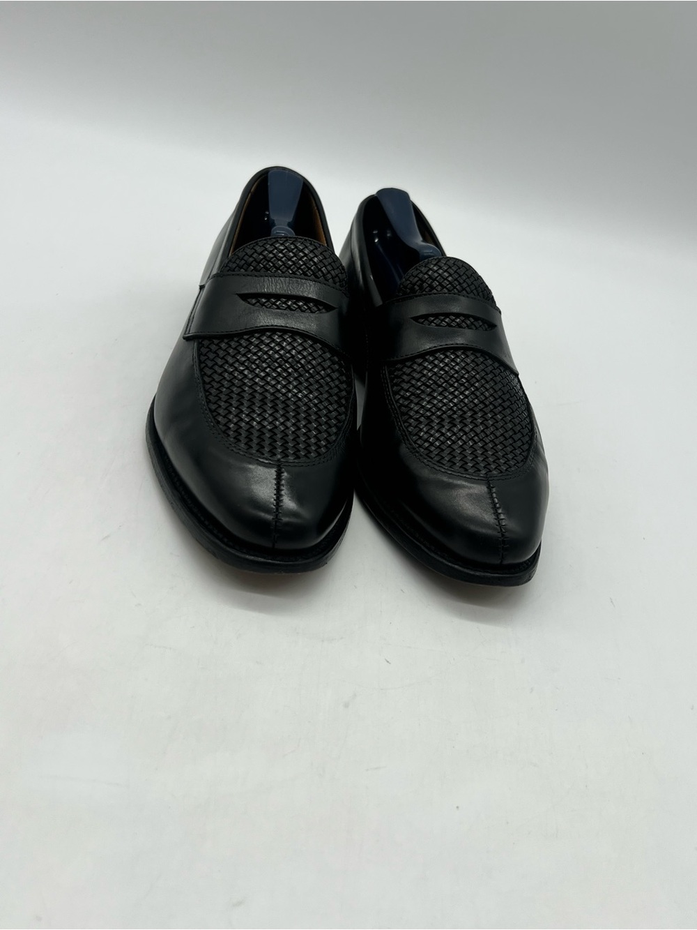 Allen Edmonds Leyland Men’s 9.5D Black Leather Woven Penny Loafers Dress Shoes.